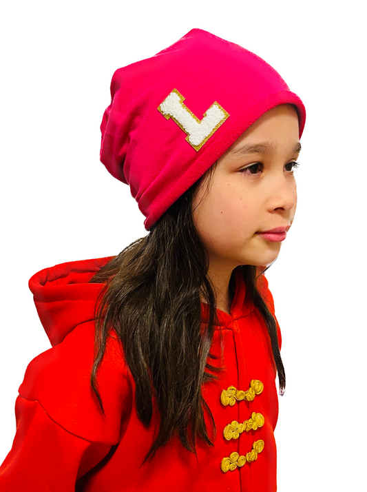 Initiale L Damen Jersey Beanie Summer schwarz pink grau blau