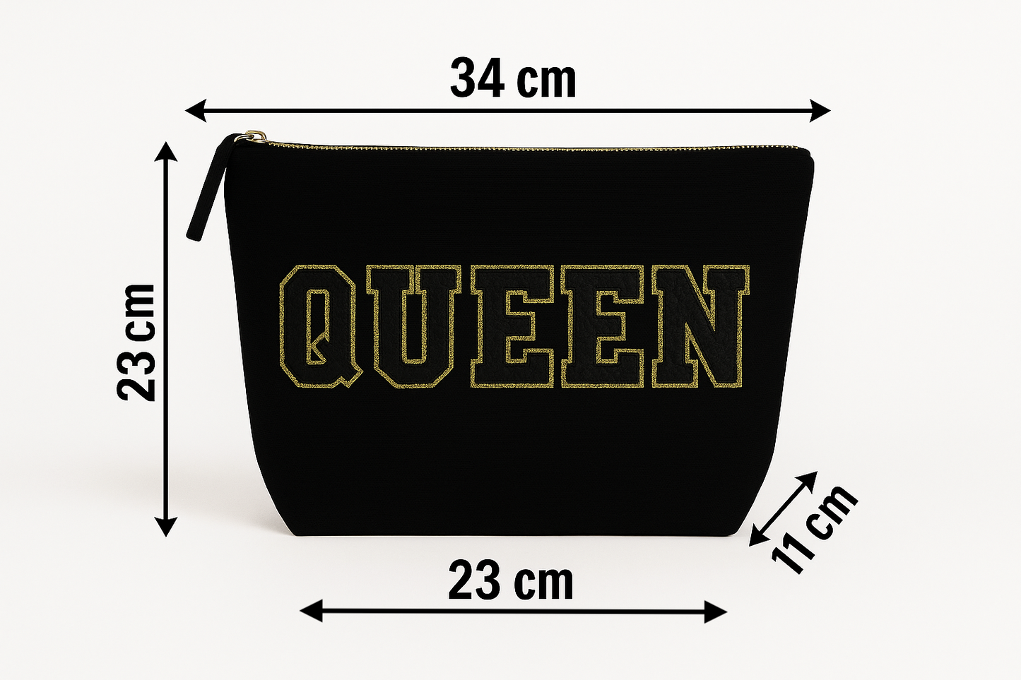 Kulturtasche mit Wunschtext Schwarz – DIY oder fertig – Queen/King/Mama/Papa/Set