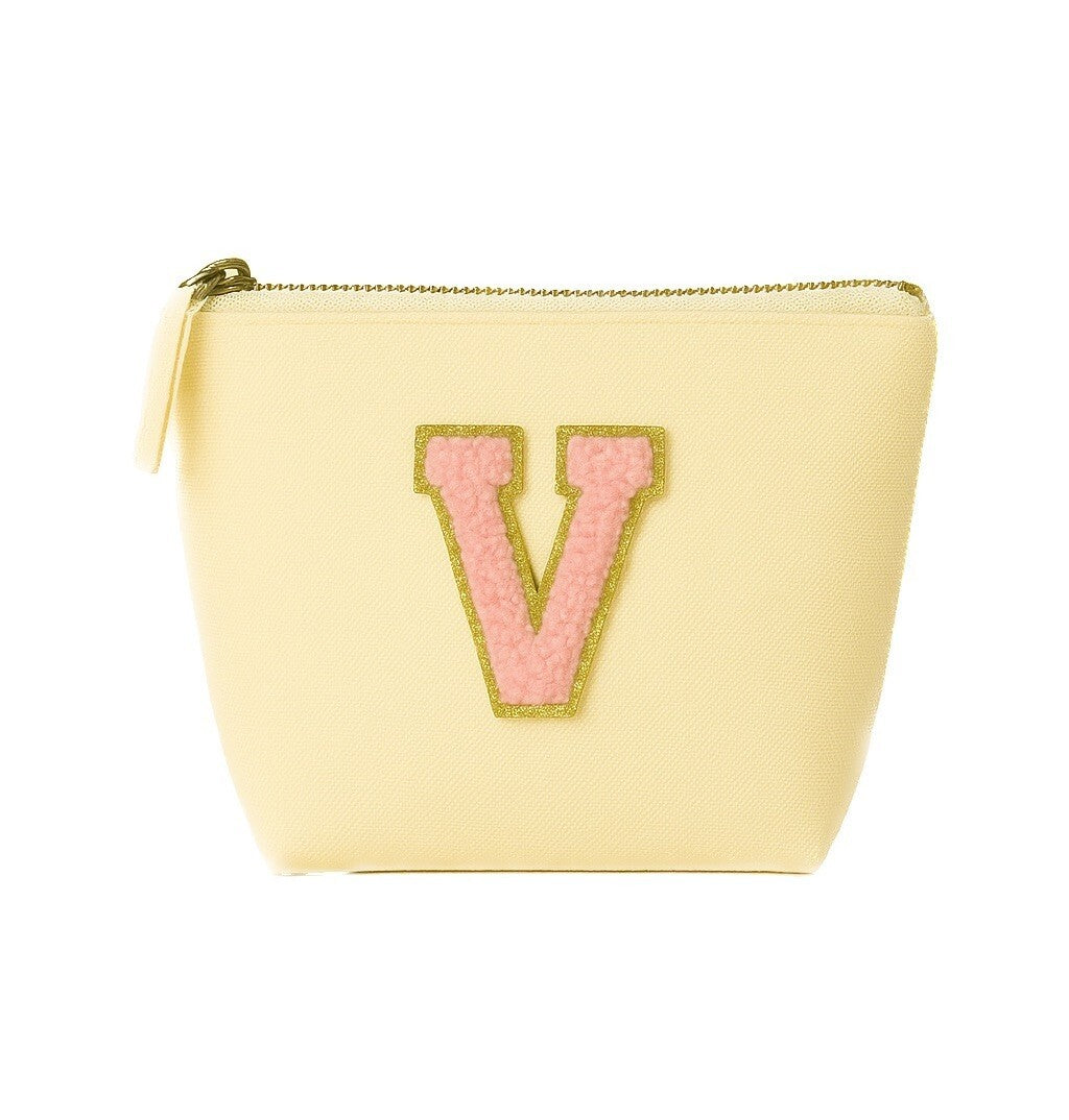 Kosmetiktasche S Beige • DIY Initiale Rosa A–Z zum Kleben • Reise & Geschenkidee