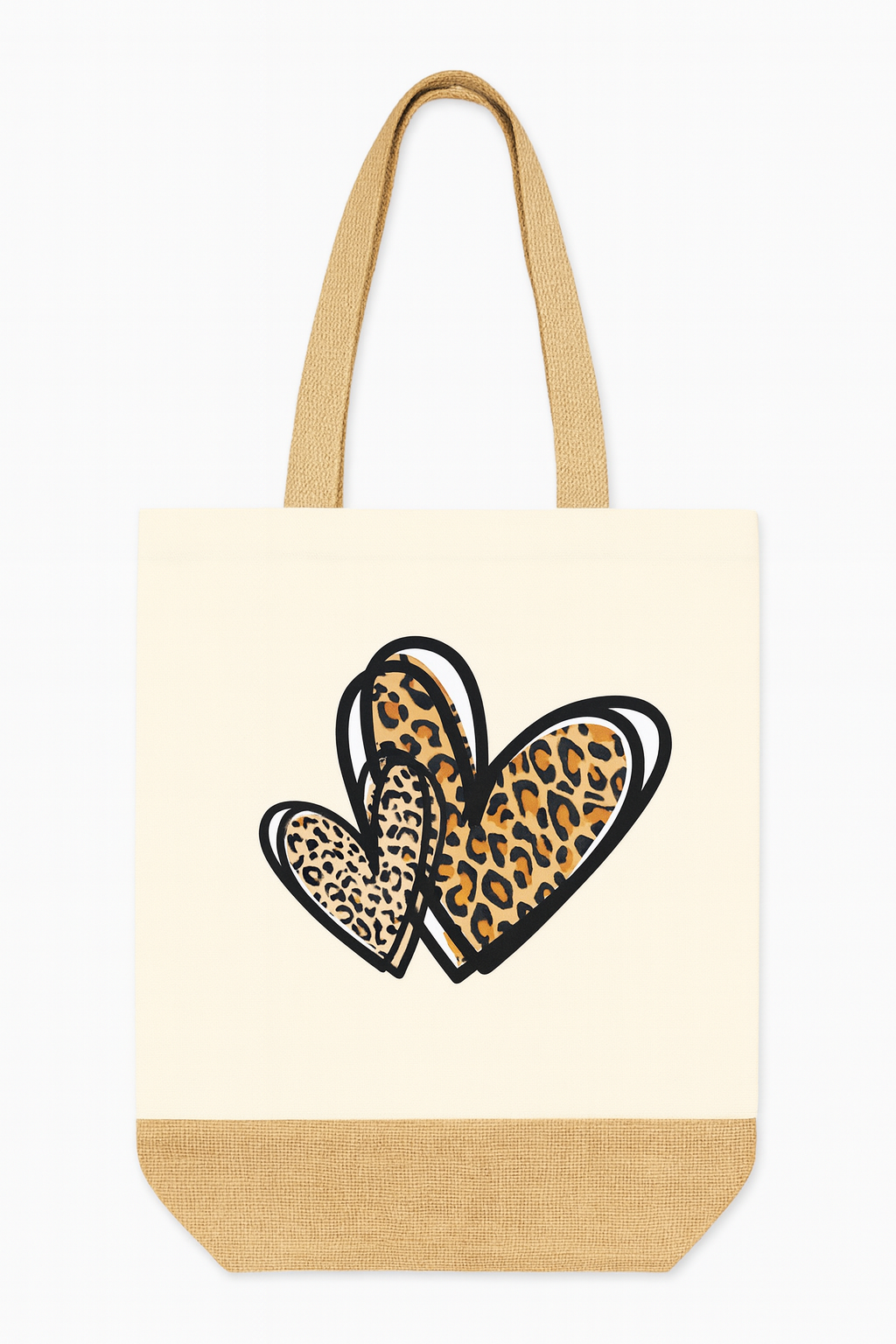 Jute Base Canvas Schultertasche Shopper XL beige XOXO leo Herz