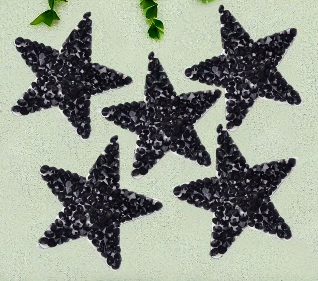 6cm Strass Stern Glitzer AB Patches zum Aufbügeln DIY Bügelbild für Kleidung