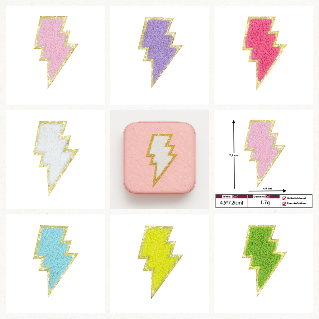 Blitz Patch Aufkleben • DIY Bügelbild für Handyhülle Tasche Kleidung