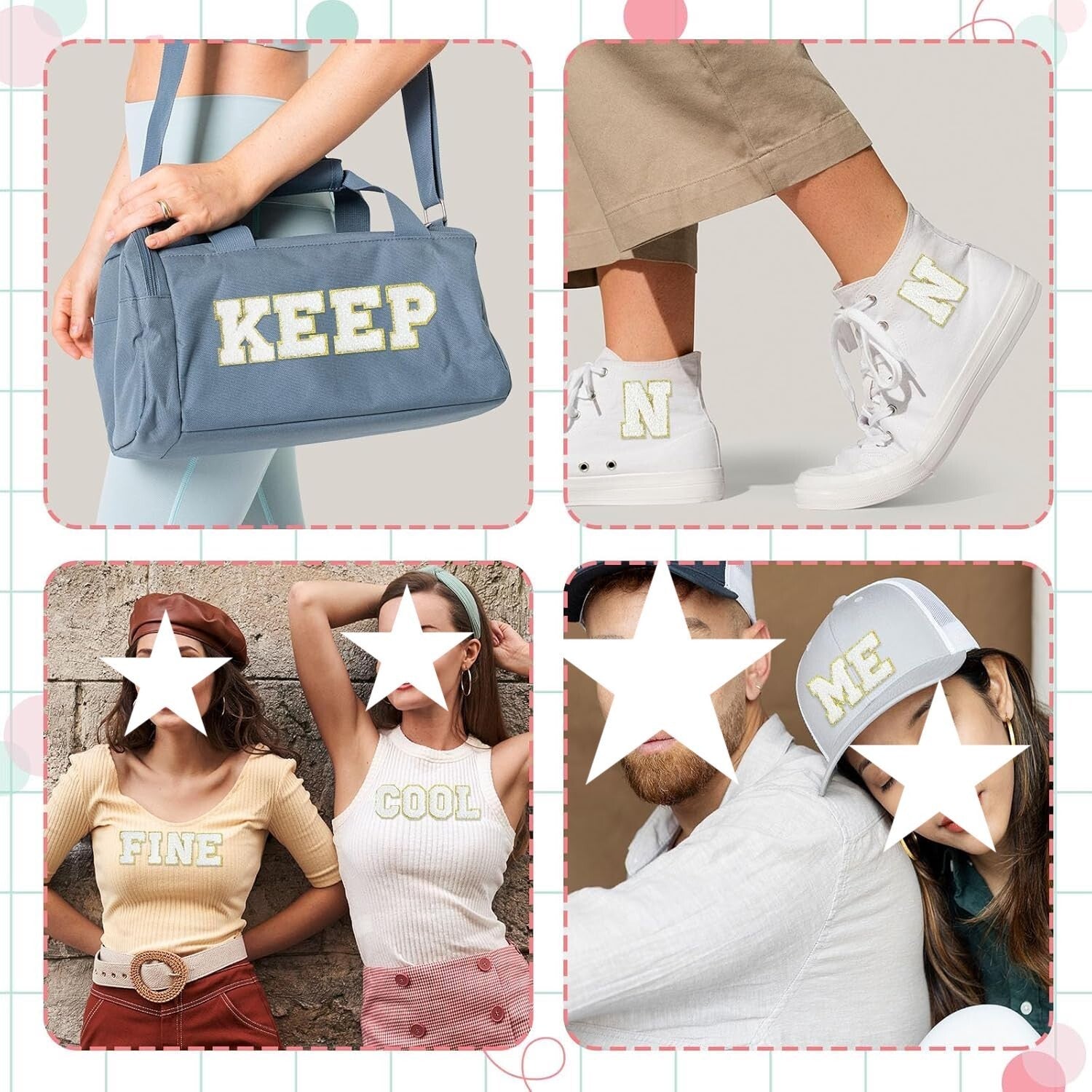 weiß A-Z Buchstaben-Aufkleber für DIY-Kleidung Schuhe Taschen Handyhülle