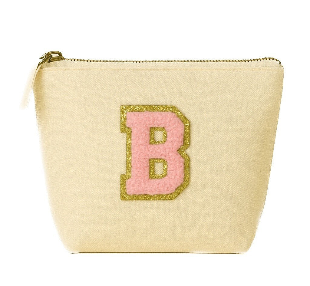 Kosmetiktasche S Beige • DIY Initiale Rosa A–Z zum Kleben • Reise & Geschenkidee