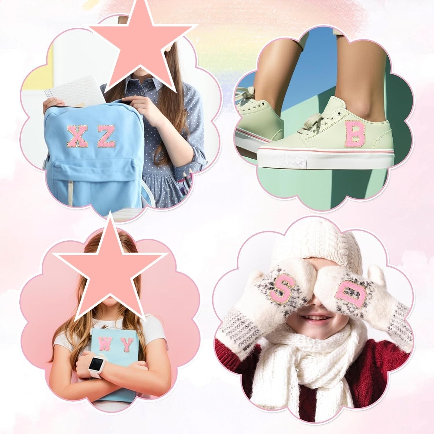 A-Z Buchstaben-Aufnäher -Aufkleber für DIY-Kleidung Schuhe Taschen Handyhülle