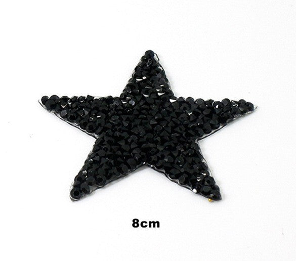 8cm Strass Stern Glitzer AB Patches zum Aufbügeln DIY Bügelbild für Kleidung