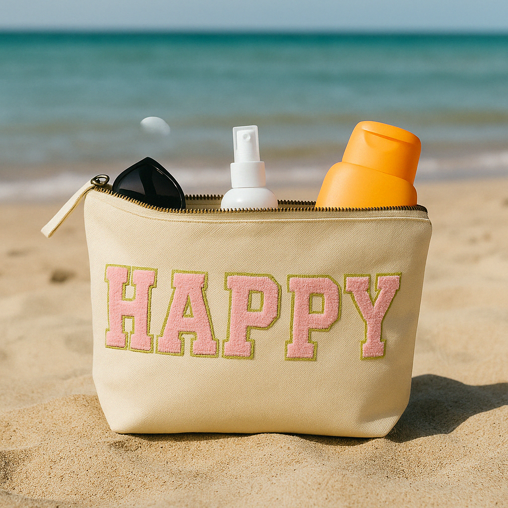 Kosmetiktasche L personalisiert • DIY Tasche mit Wunschname • Happy Geschenk