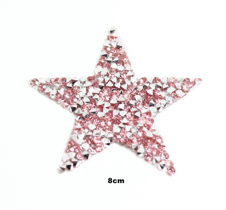 8cm Strass Stern Glitzer AB Patches zum Aufbügeln DIY Bügelbild für Kleidung