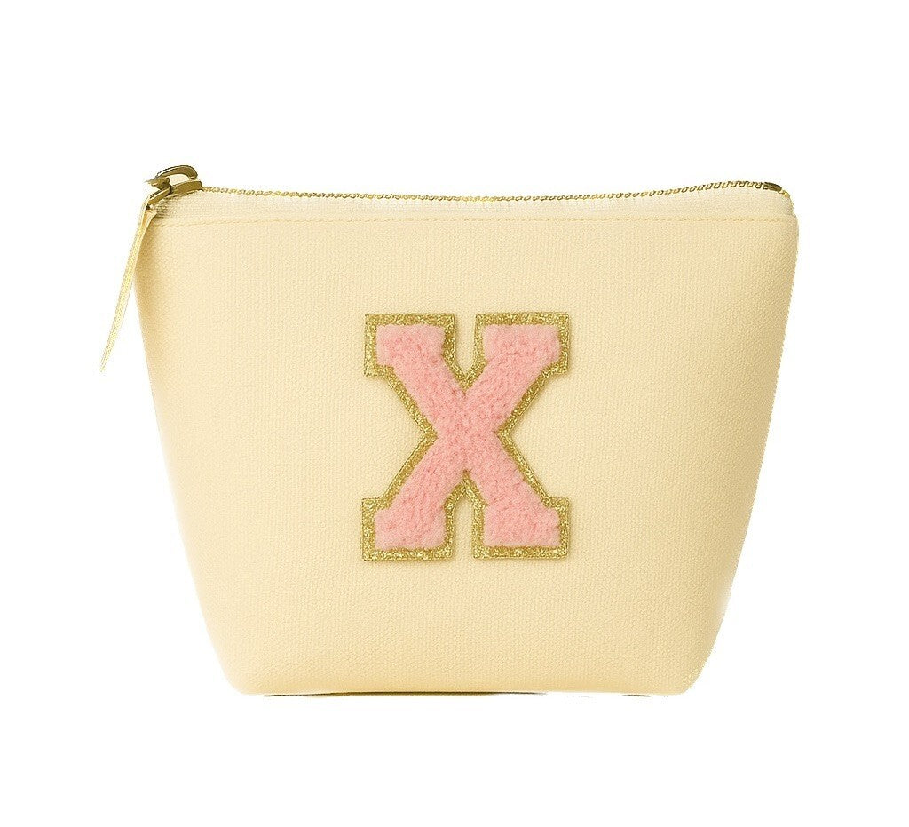 Kosmetiktasche S Beige • DIY Initiale Rosa A–Z zum Kleben • Reise & Geschenkidee