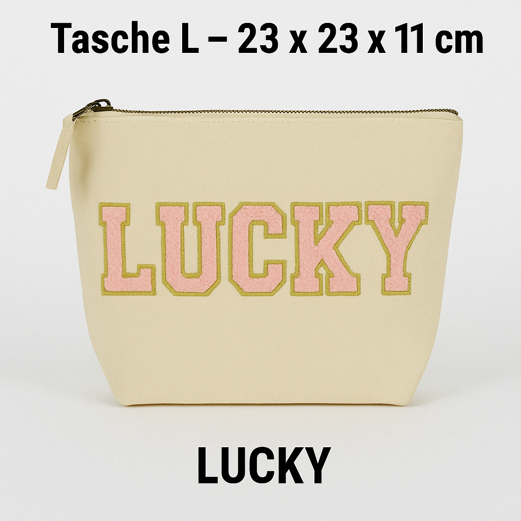 Kosmetiktasche L personalisiert • DIY Tasche mit Wunschname • Happy Geschenk