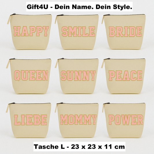 Kosmetiktasche L personalisiert • DIY Tasche mit Wunschname • Happy Geschenk