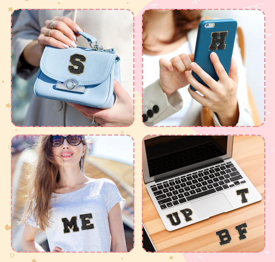 schwarz A-Z Buchstaben-Aufkleber für DIY-Kleidung Schuhe Taschen Handyhülle