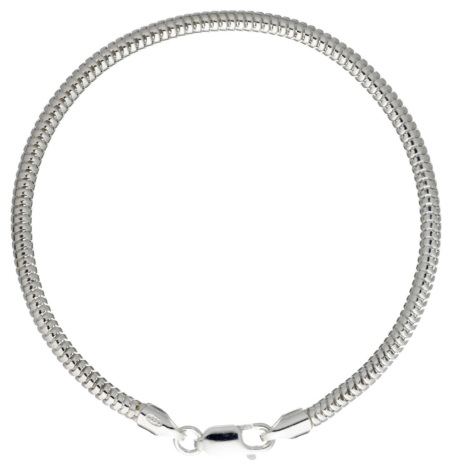 DUR 925er Silber Schmuck Armband „Schlange“ dick 3 mm A1134