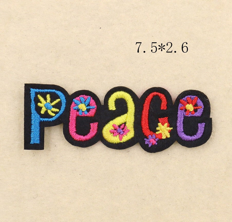 Peace Glitzer Patches zum Aufbügeln DIY Bügelbild für Kleidung Tasche Schuhe