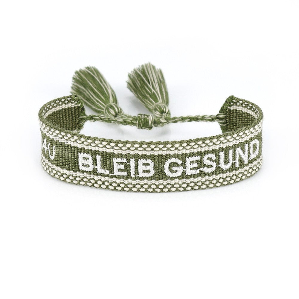 Gift4U Damen Unisex Armband Freundschaftsarmbänder "Bleib Gesund" rosa schwarz