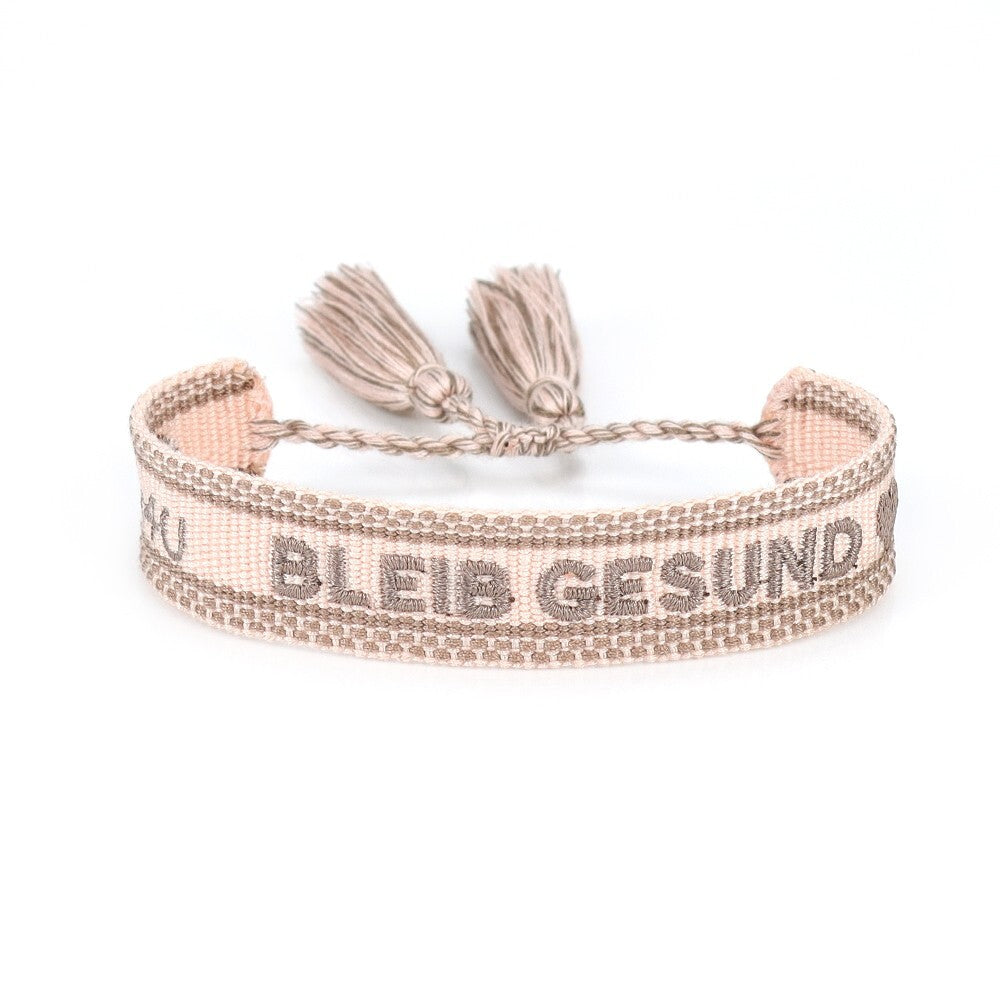 Gift4U Damen Unisex Armband Freundschaftsarmbänder "Bleib Gesund" rosa schwarz