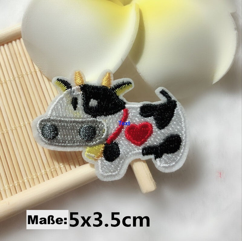 Glückstier Patches – 12 Tierzeichen mit rotem Herz – Aufnäher für DIY & Geschenk