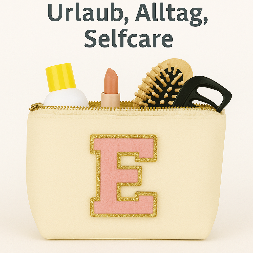 Kosmetiktasche S beige – mit Buchstabe Rosa fertig montiert – Top 10 Bestseller