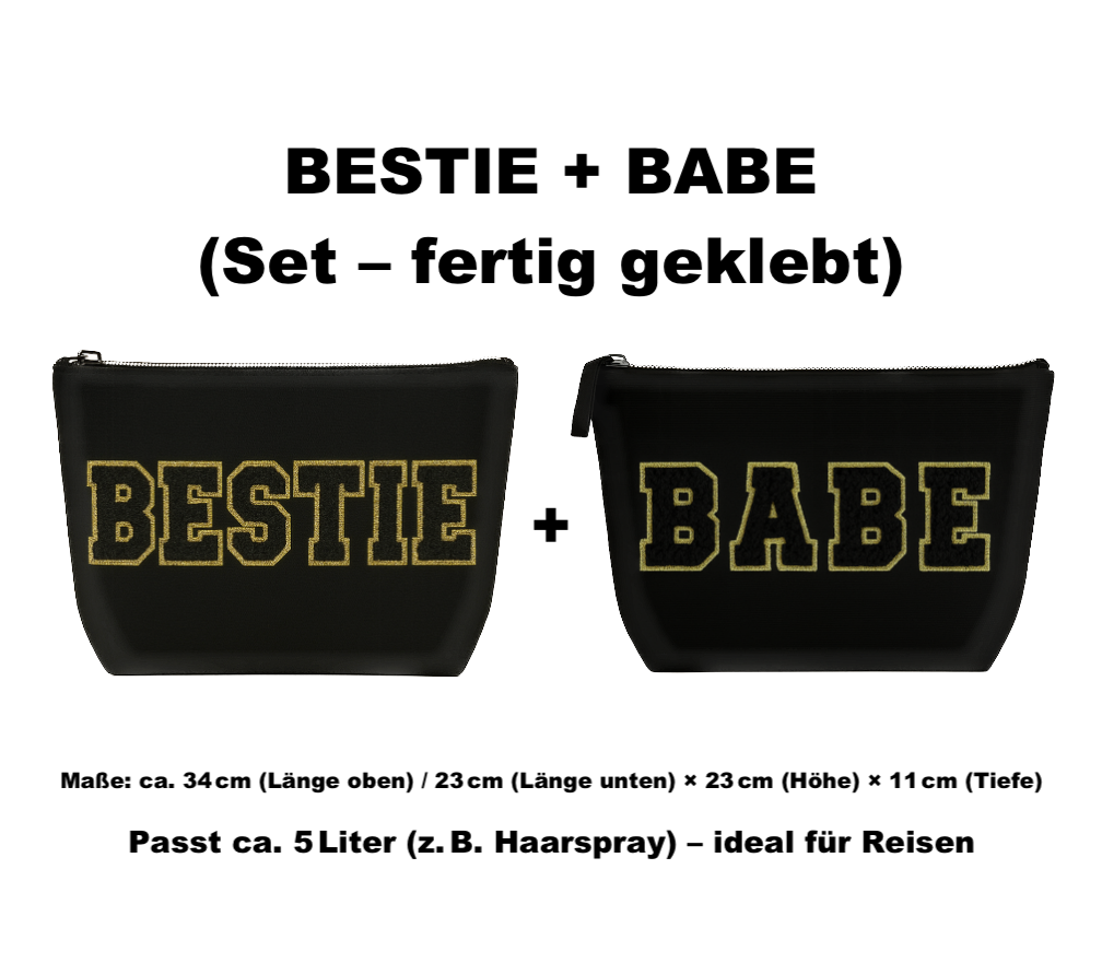 Kulturtasche mit Wunschtext Schwarz – DIY oder fertig – Queen/King/Mama/Papa/Set