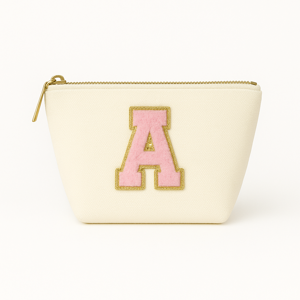 Kosmetiktasche S beige – mit Buchstabe Rosa fertig montiert – Top 10 Bestseller