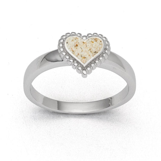 DUR 925 Silber Schmuck Ring "Herz" klein mit Strandsand R5633 NEU