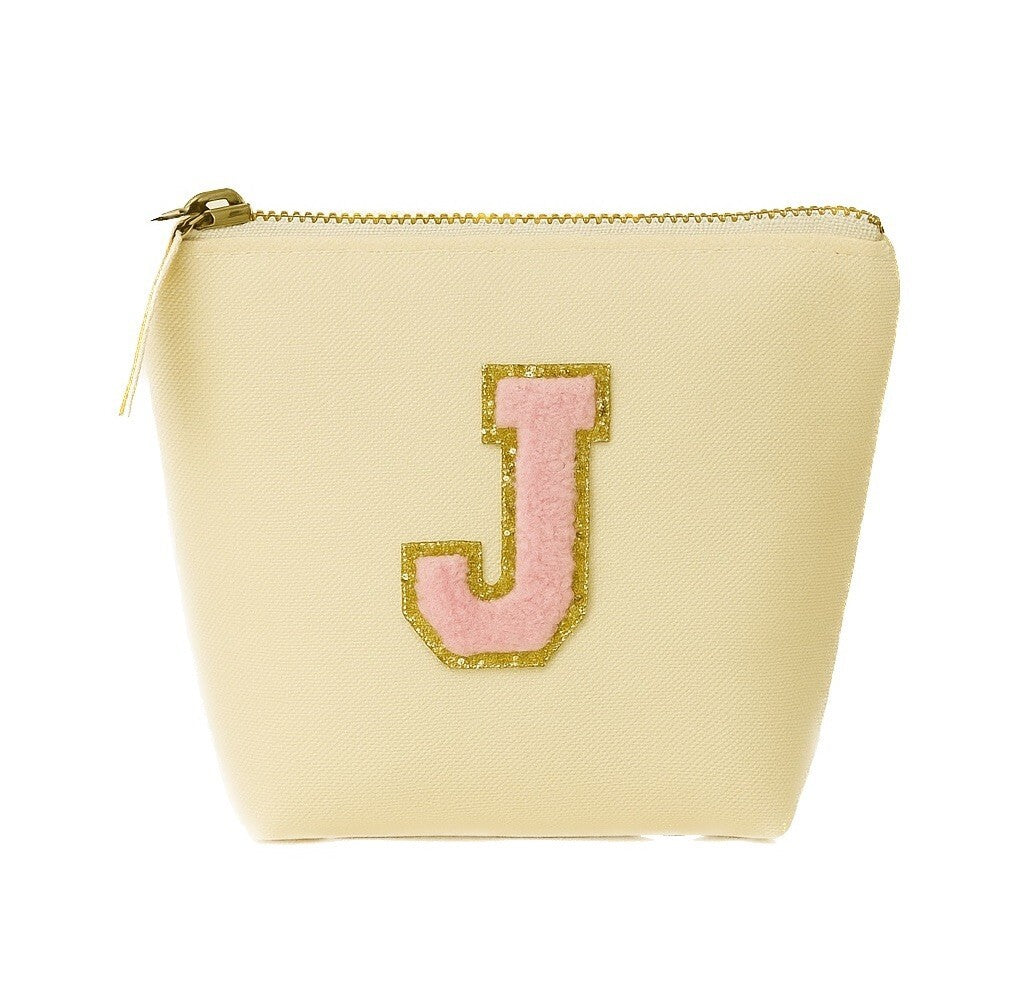 Kosmetiktasche S Beige • DIY Initiale Rosa A–Z zum Kleben • Reise & Geschenkidee