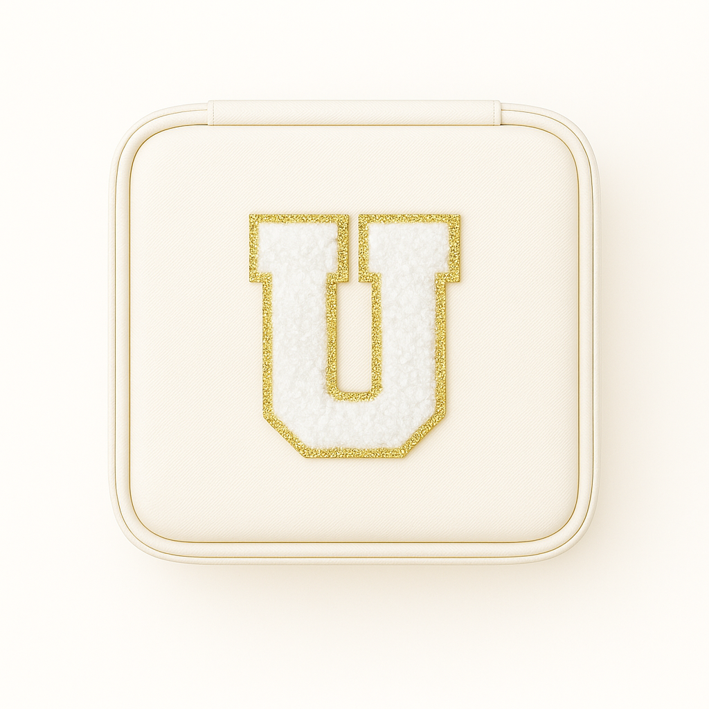 Personalisierbare Schmuckbox Weiß – Buchstabe A–Z Weiß mit Goldrand – DIY Reise