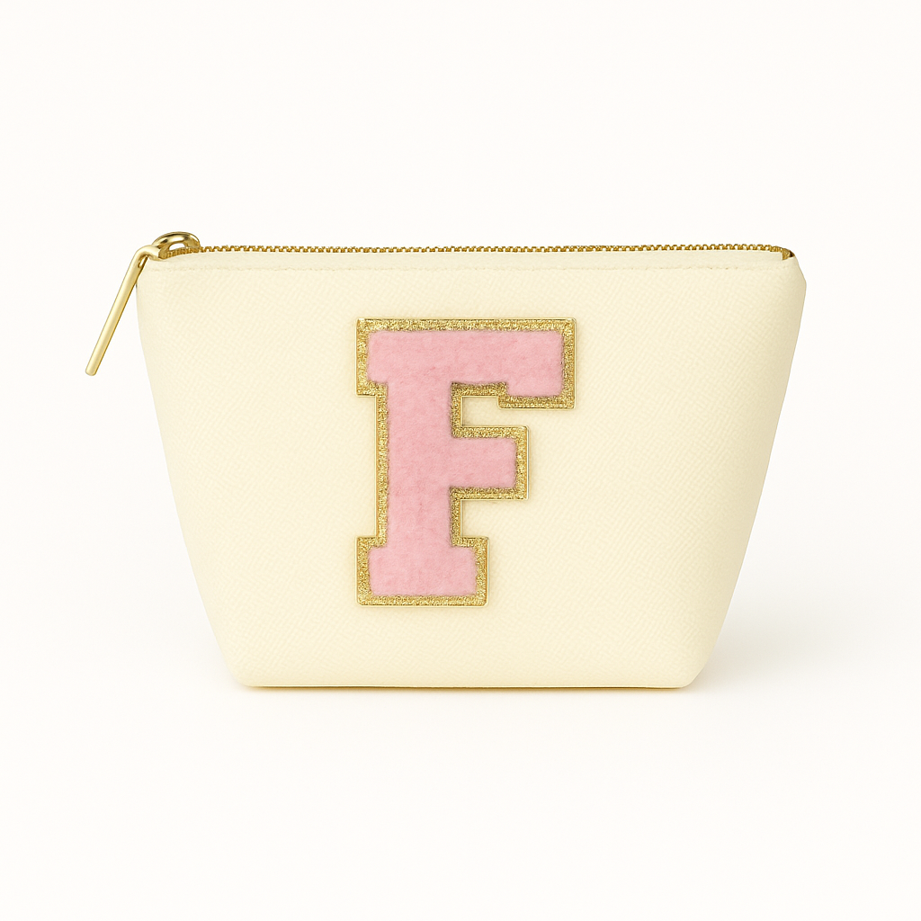 Kosmetiktasche S beige – mit Buchstabe Rosa fertig montiert – Top 10 Bestseller