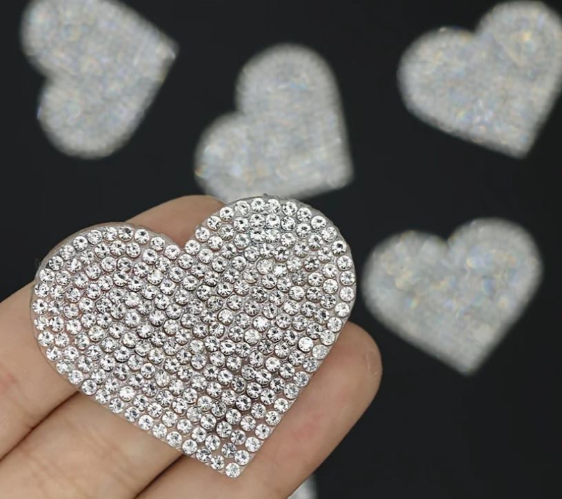 Herz Glitzer Patches zum Aufbügeln DIY Bügelbild für Kleidung Taschen Jeans Tuch