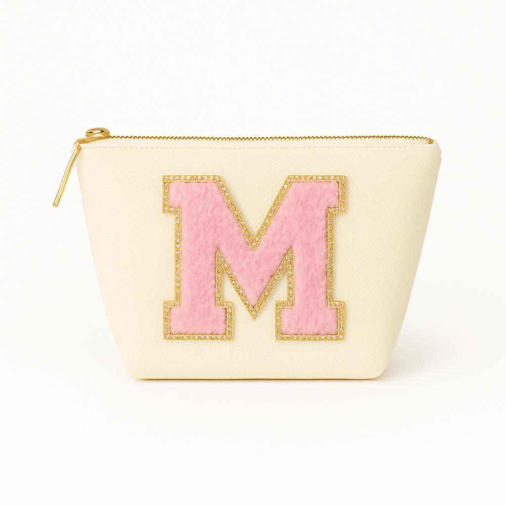 Kosmetiktasche S beige – mit Buchstabe Rosa fertig montiert – Top 10 Bestseller