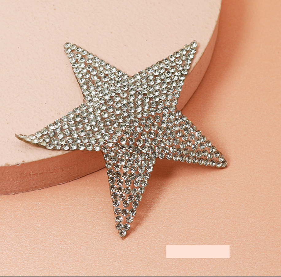 6,5cm Strass Stern Glitzer Patches zum Aufbügeln DIY Bügelbild für Kleidung