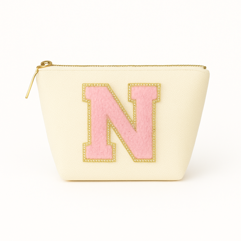 Kosmetiktasche S beige – mit Buchstabe Rosa fertig montiert – Top 10 Bestseller