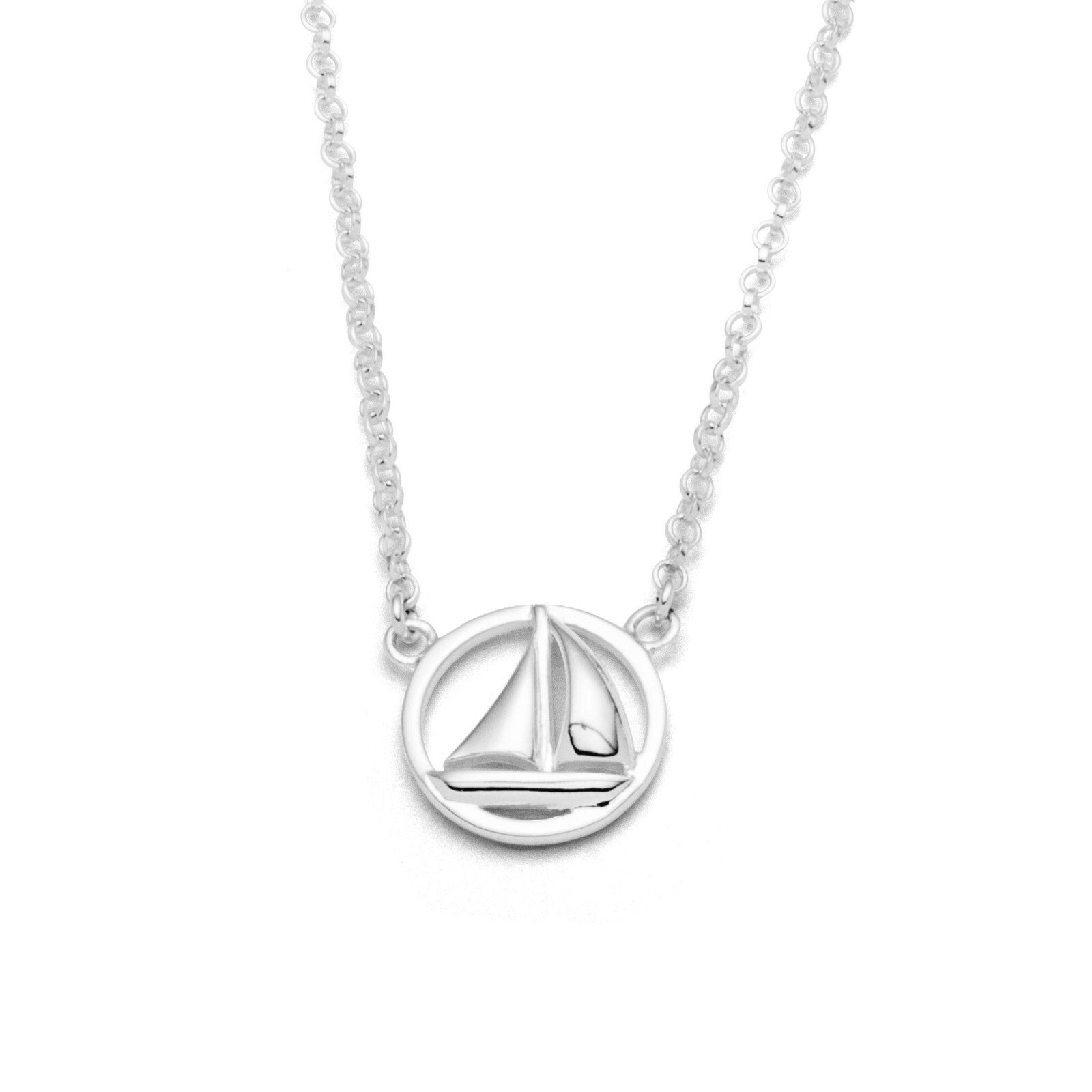 DUR 925 Silber Schmuck Kette "Ahoi" Segelschiff K2556