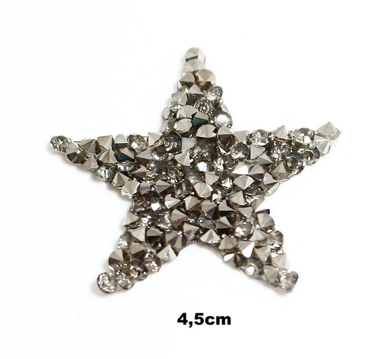 4,5cm Strass Stern Glitzer AB Patches zum Aufbügeln DIY Bügelbild für Kleidung