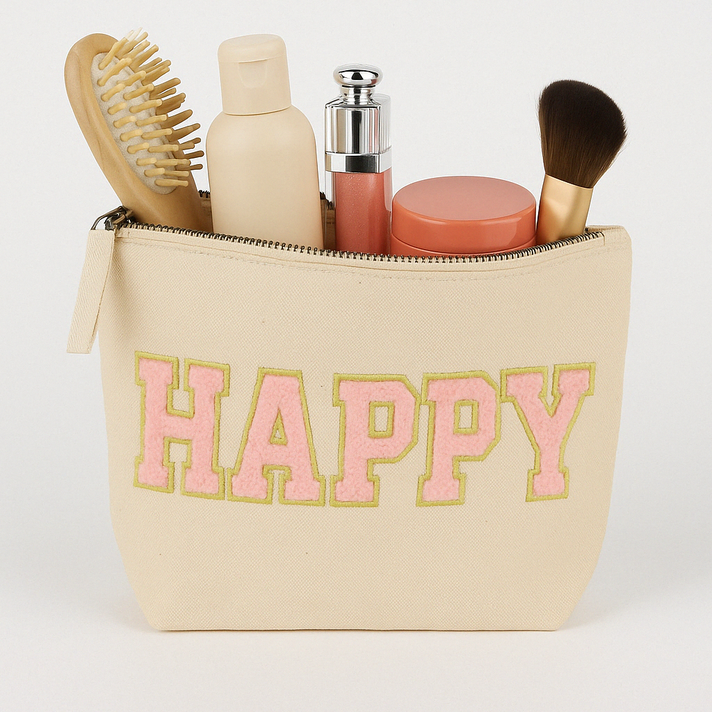 Kosmetiktasche L personalisiert • DIY Tasche mit Wunschname • Happy Geschenk