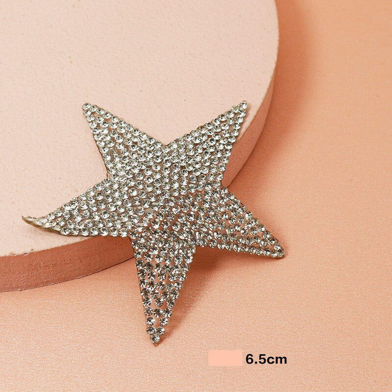 6,5cm Strass Stern Glitzer Patches zum Aufbügeln DIY Bügelbild für Kleidung