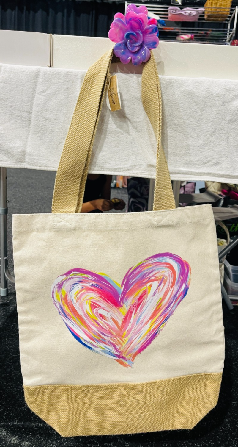 Jute Base Canvas Schultertasche Shopper XL beige XOXO leo Herz