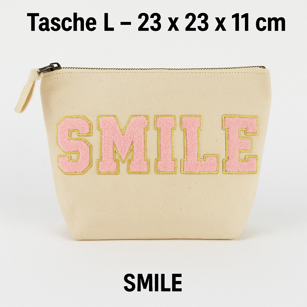 Kosmetiktasche L personalisiert • DIY Tasche mit Wunschname • Happy Geschenk