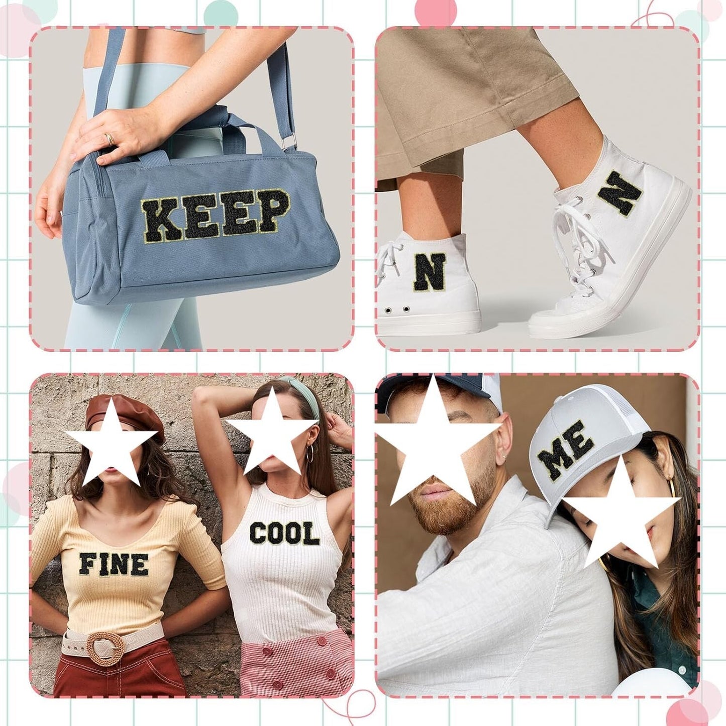 schwarz A-Z Buchstaben-Aufkleber für DIY-Kleidung Schuhe Taschen Handyhülle