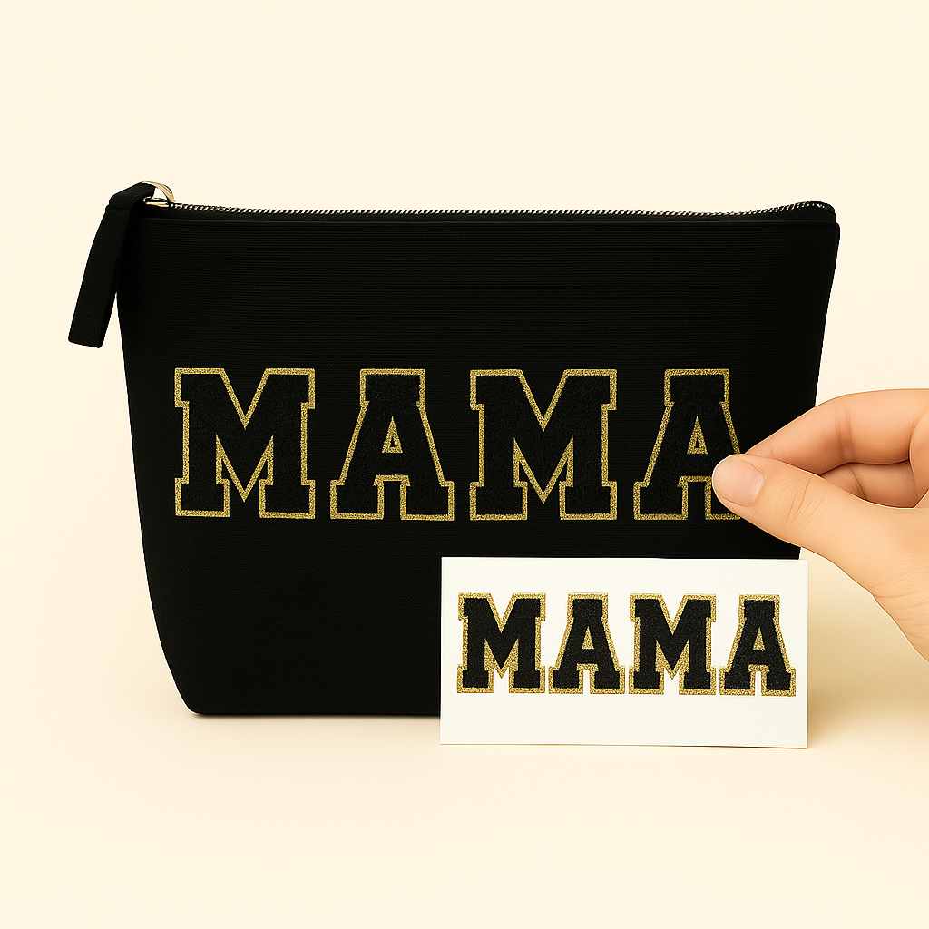 Kulturtasche mit Wunschtext Schwarz – DIY oder fertig – Queen/King/Mama/Papa/Set
