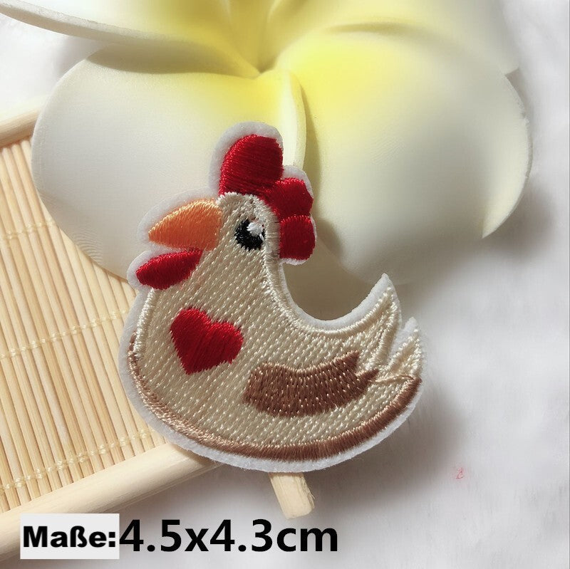 Glückstier Patches – 12 Tierzeichen mit rotem Herz – Aufnäher für DIY & Geschenk