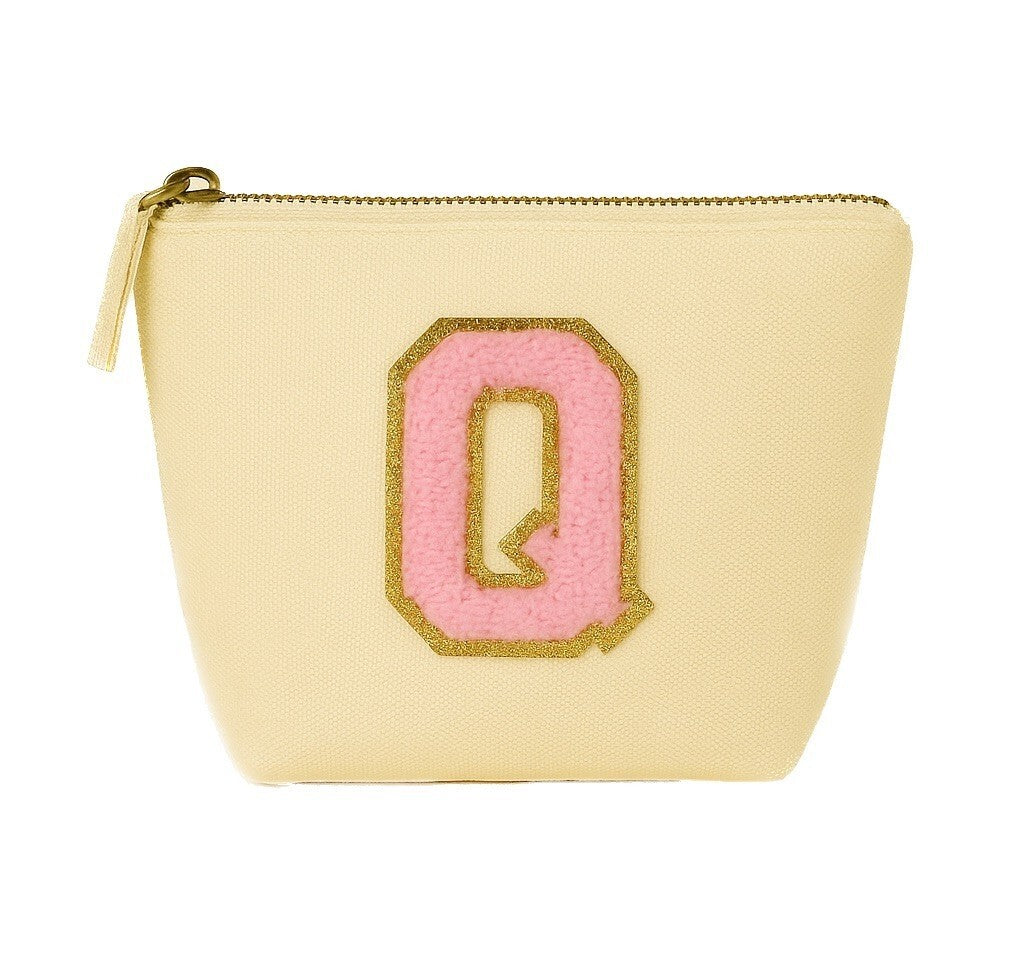 Kosmetiktasche S Beige • DIY Initiale Rosa A–Z zum Kleben • Reise & Geschenkidee