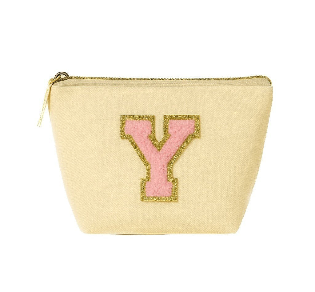 Kosmetiktasche S Beige • DIY Initiale Rosa A–Z zum Kleben • Reise & Geschenkidee