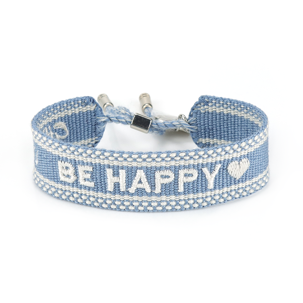 Gift4U Damen Armband Freundschaftsarmbänder "BE HAPPY" rosa blau