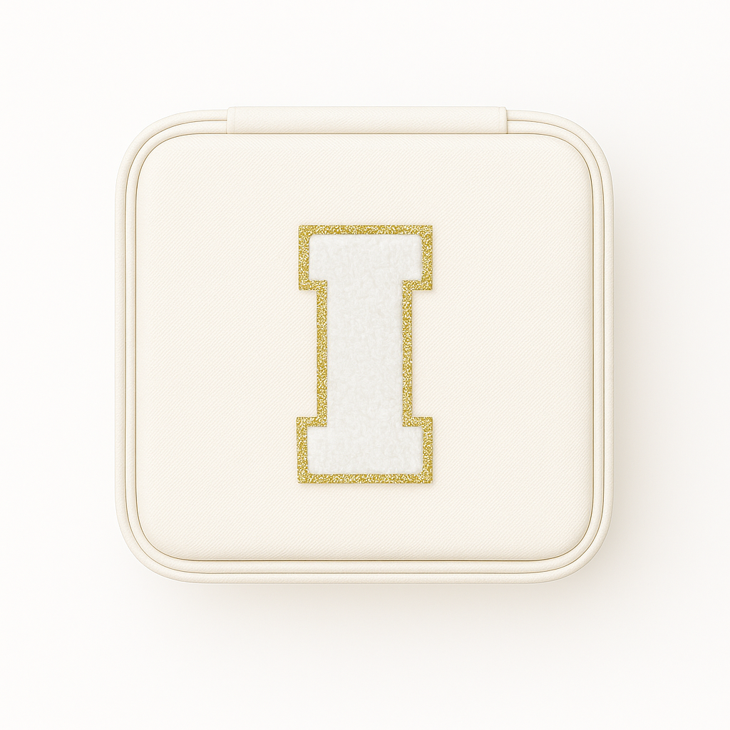 Personalisierbare Schmuckbox Weiß – Buchstabe A–Z Weiß mit Goldrand – DIY Reise