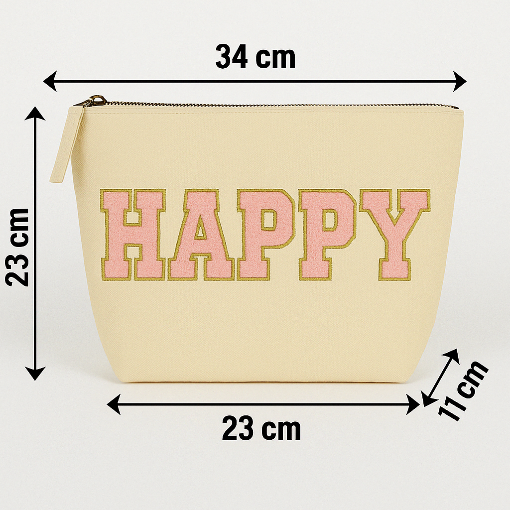 Kosmetiktasche L personalisiert • DIY Tasche mit Wunschname • Happy Geschenk
