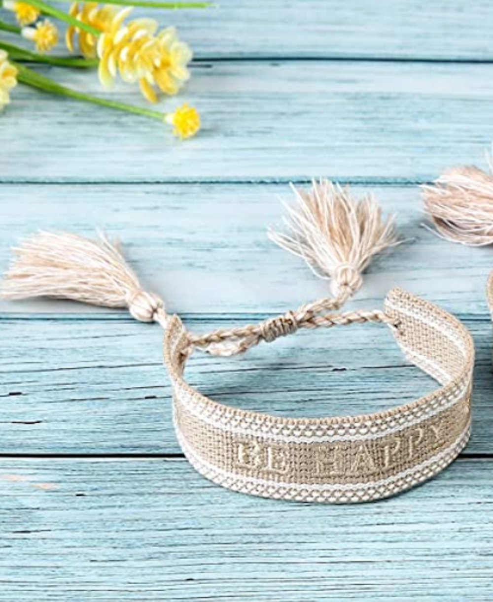 Gift4U Damen Armband Freundschaftsarmbänder Love Dream "BE HAPPY" beige