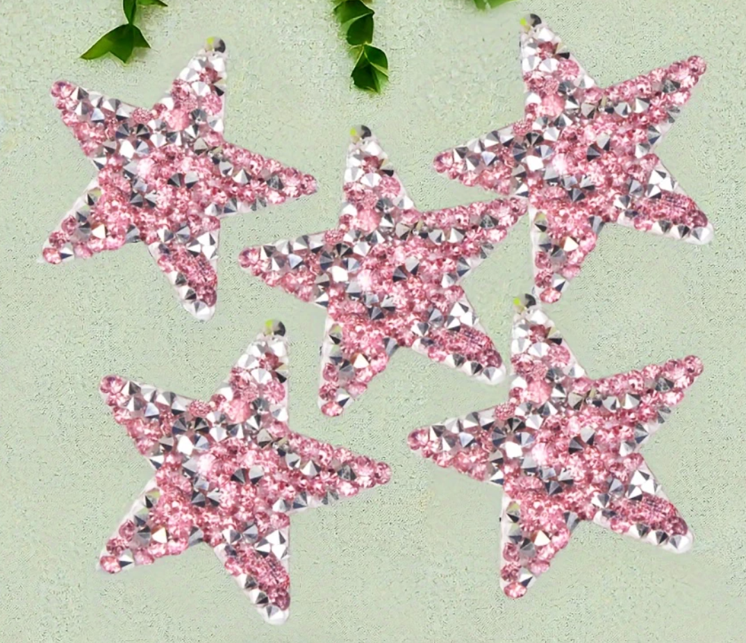 6cm Strass Stern Glitzer AB Patches zum Aufbügeln DIY Bügelbild für Kleidung