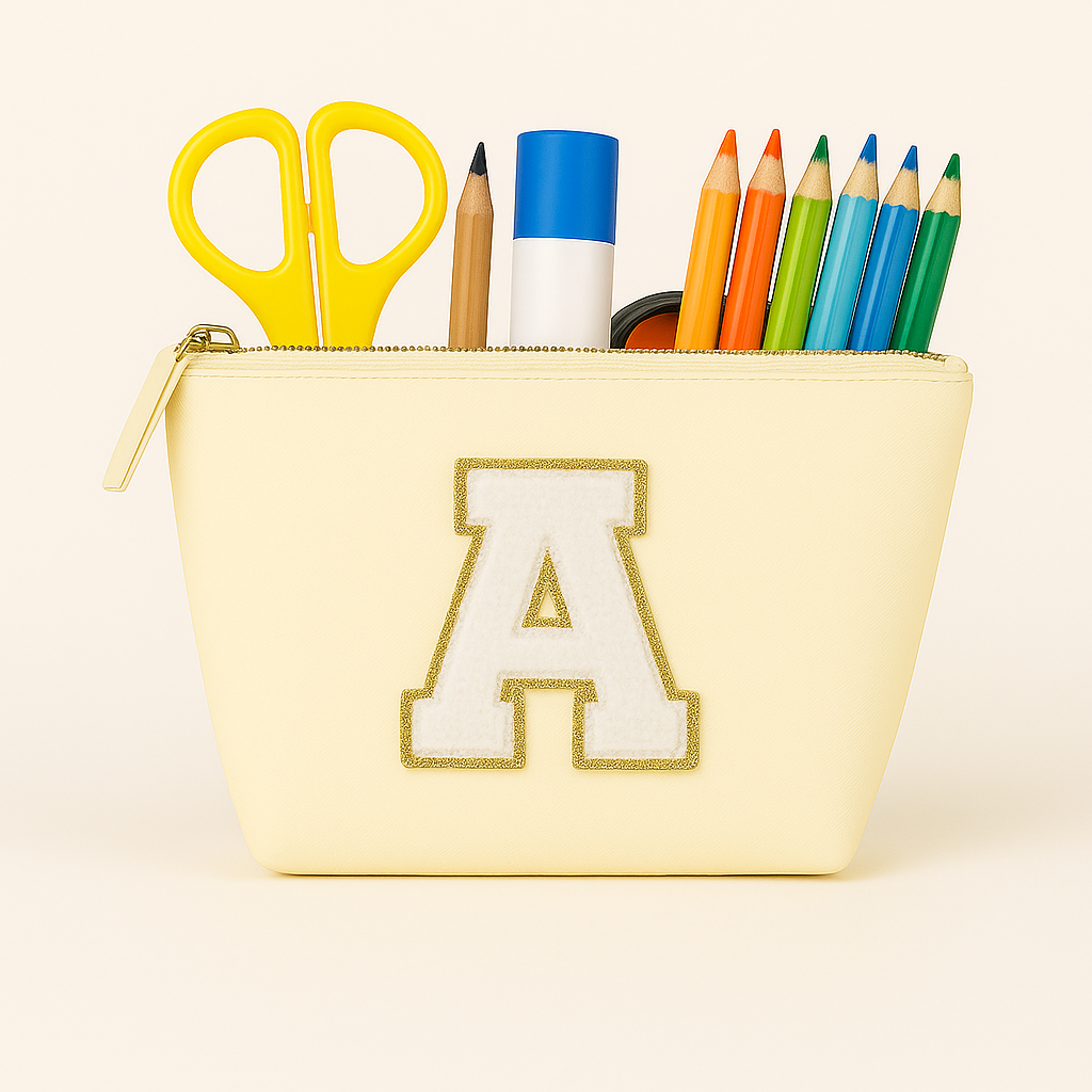 Kosmetiktasche S Beige – Stern Design – personalisiert – Handmade Geschenk