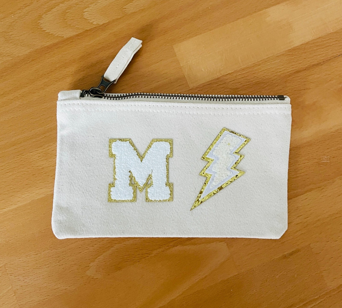 DIY Münztäschchen M Blitz | Mut & Magie | Beige S Tasche mit Reißverschluss
